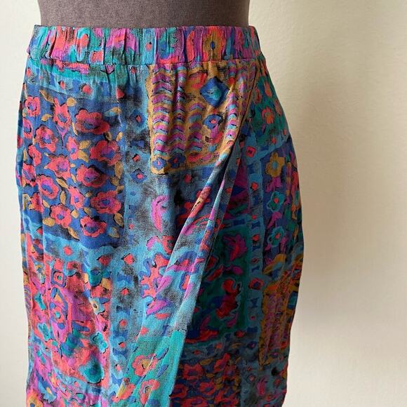 Karen Kane sz 8 Vintage 90s abstract faux wrap skirt - Picture 2 of 6